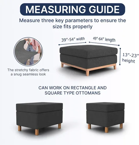 Vista 3 de PAULATO BY GA.I.CO. Funda otomana grande para taburete, funda de tela de poliéster suave, protector elástico de muebles de 1 pieza, colección Mango