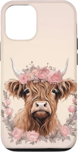 Vista 26 de Funda bohemia para iPhone 16 con diseño de vaca escocesa de las tierras altas, color rosa