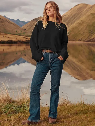 Vista 8 de LOGENE Suéteres suaves de gran tamaño con cuello redondo para mujer, de punto cálido, ropa de moda 2023