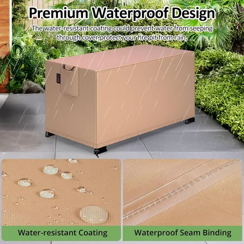 Vista 4 de QH.HOME Funda Rectangular para Hoguera de 42 x 24 Pulgadas, Cubierta para Mesa de Hoguera Exterior Impermeable Fuerte Resistente al Desgarro y a