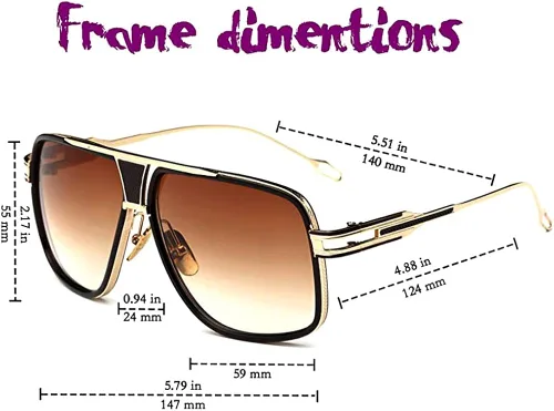 Vista 5 de Gobiger - Lentes de sol estilo aviador para hombres, lente con 100% protección UV, marco de aleación con estuche