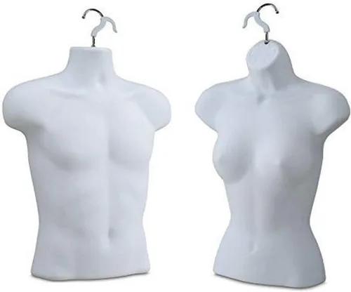 Only Hangers Par de formas de maniquí masculino y femenino - Medio cuerpo con gancho para colgar - Blanco