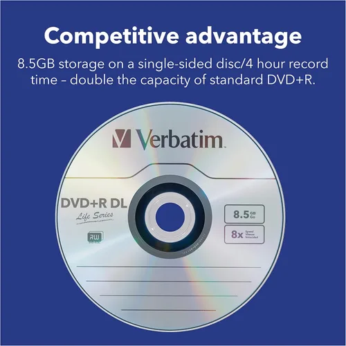 Vista 3 de Verbatim DVD+R DL de doble capa de 8,5 GB 8X LifeSeries - Paquete de 25