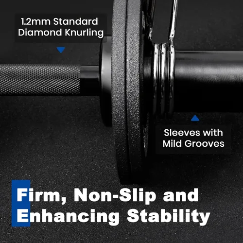 Vista 4 de LIONSCOOL 16"Loadable Dumbbells Pairs, Olympic Dumbbell Handle/Bar for Strength Training, Compatible with 2’’ Standard Plates, Includes 2 Pair of