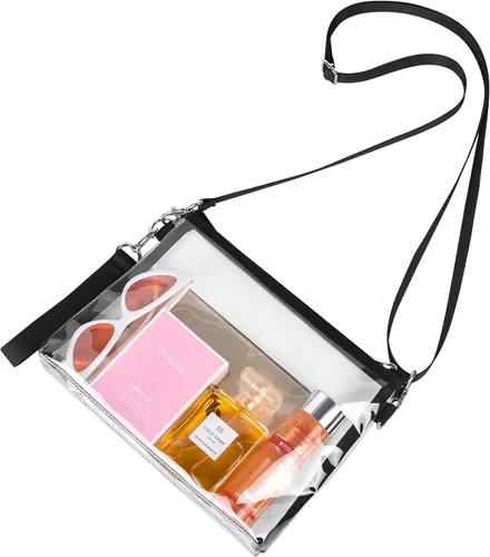 Bagenius Bolso transparente aprobado para estadios, bolsa transparente con correas extraíbles, monedero para trabajo, estadio, eventos y conciertos