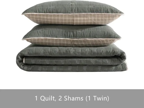 Vista 5 de Eddie Bauer - Juego de edredón tamaño King, ropa de cama reversible de algodón con fundas a juego, decoración ligera del hogar para todas