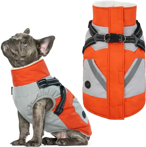 Vista 17 de IECOii Abrigos para perros pequeños, arnés de invierno con cremallera, color verde, talla XS, cálido abrigo de invierno para perros pequeños