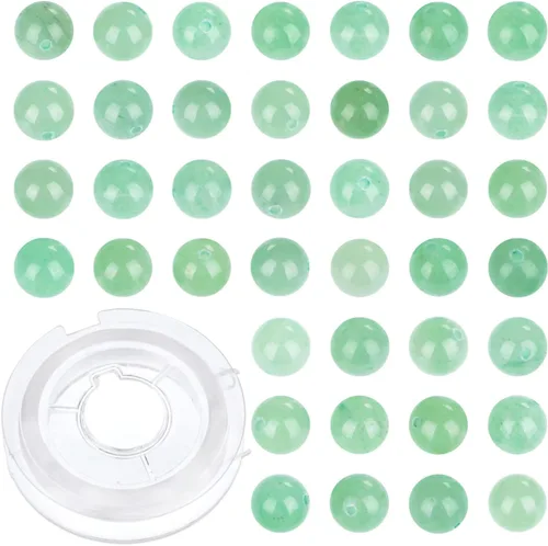 Vista 27 de 100 cuentas redondas sueltas de ónix negro natural de 0.315 pulgadas para fabricación de joyas con cordón elástico de cristal