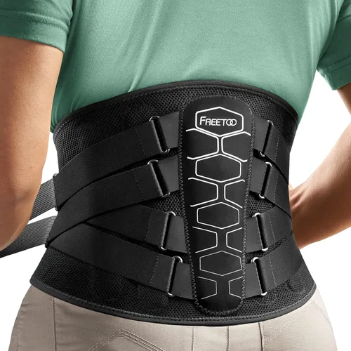 FREETOO - Cinturón de apoyo lumbar para aliviar el dolor de espalda baja con sistema de polea, cinturón de soporte lumbar para hombres y mujeres con