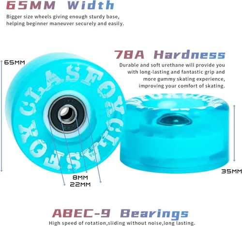 Vista 3 de 78A interior o al aire libre 2.559x1.378 in Quad ruedas de patines con rodamientos ABEC-9 8 PC