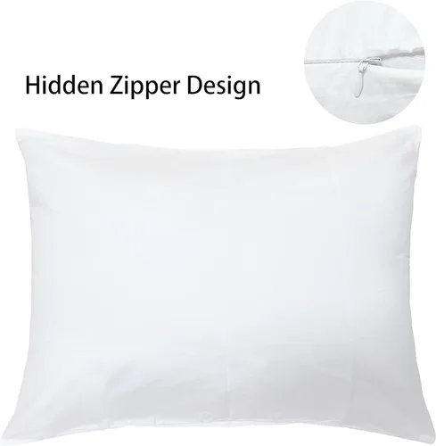 Vista 3 de Fundas de almohada blancas de viaje para niños pequeños, 12 x 16 pulgadas, fundas de almohada de viaje de 800 hilos, algodón egipcio, juego de 2