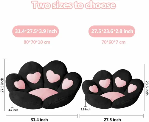 Vista 3 de Ditucu Cojín de Pata de Gato Kawaii Cojines para Silla 31.4 x 27.5 pulgadas Cosas Lindas Almohadilla de Asiento en Forma de Corazón Cómoda Almohada