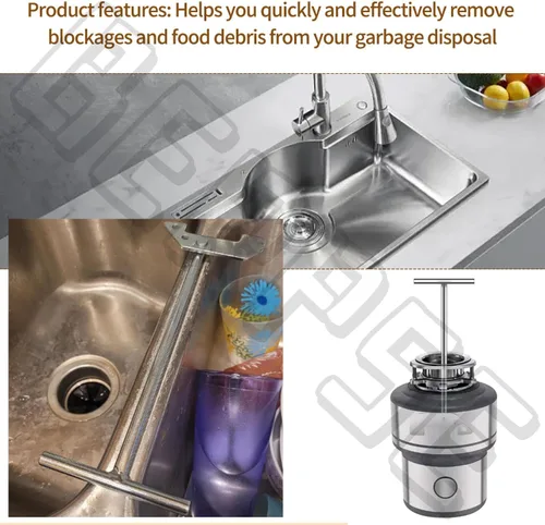 Vista 6 de Llave de desatascamiento compatible con trituradores de basura King y Moen, para desatascar la obstrucción del fregadero de la cocina o el desorden