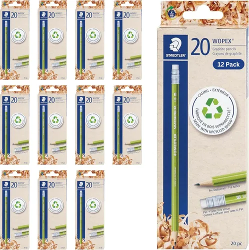 Vista 10 de STAEDTLER WOPEX - Lápices #2 preafilados, paquete de 10, forma triangular ergonómica, resistente a la rotura, superficie antideslizante, polímero