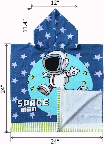 Vista 2 de NovForth Toalla de Playa para Niños y Niñas, Envoltorio de Toalla de Baño con Capucha de Astronauta, Toalla de Piscina para Niños Pequeños