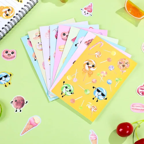 Vista 4 de 36 hojas de 588 calcomanías malolientes para rascar y oler, 9 aromas diferentes para oler frutas y alimentos, calcomanías de recompensa