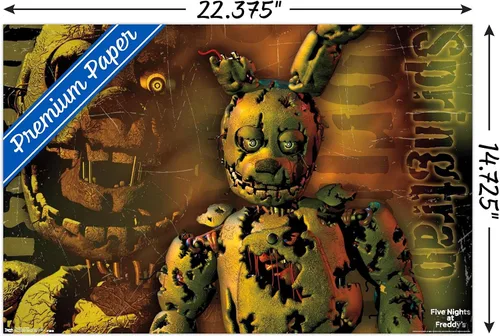 Vista 4 de Trends International Five Nights at Freddy's - Póster de pared Springtrap, 14.725 x 22.375 pulgadas, versión con marco de madera tipo granero