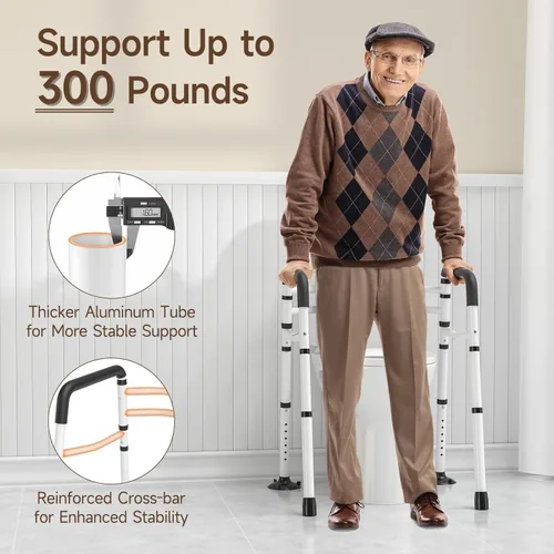 Vista 2 de WAYES Rieles de seguridad para inodoro, marco de inodoro desmontable ajustable para ancianos, personas mayores, discapacitados y discapacitados