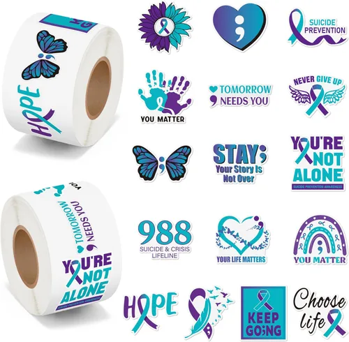Vista 58 de BeYumi Calcomanías de rollo de conciencia sobre el autismo, 1000 piezas de rompecabezas, calcomanías de cinta en 2 rollos, vinilo impermeable