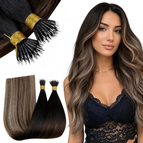 Vista 41 de RUNATURE K Tip - Extensiones de cabello humano real, ombré, pelo corto