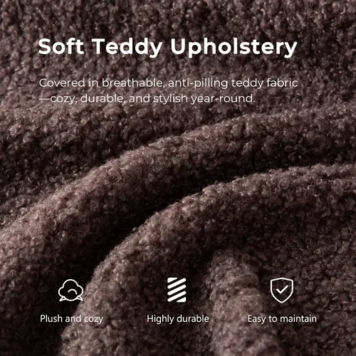 Vista 7 de Sofá biplaza curvado moderno de 67 pulgadas, sofá tapizado de terciopelo de peluche, cómodo sofá comprimido con 2 almohadas para espacios pequeños