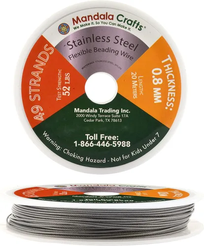 Vista 14 de Mandala Crafts Alambre de acero inoxidable de 7 hebras de cola de tigre – 32 pies calibre 18 de plata para hacer joyas