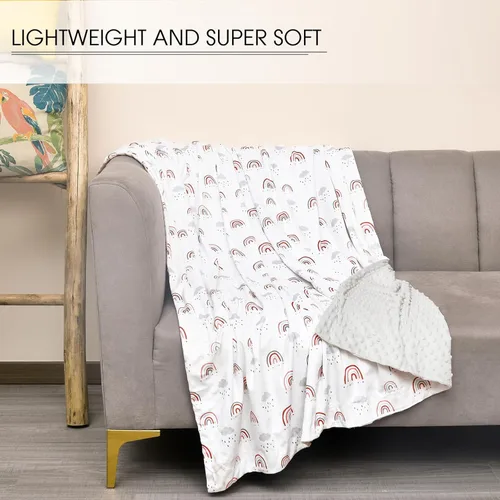 Vista 3 de david's kids Manta de microforro polar Minky para niños y niñas con doble capa y puntos elevados relajantes, transpirable y suave manta de recepción