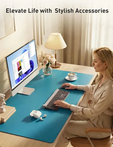 Vista 796 de Aothia Protector de escritorio de cuero, alfombrilla para mouse, alfombrilla de escritorio de oficina, 31.5 x 15.7 pulgadas, secante de escritorio