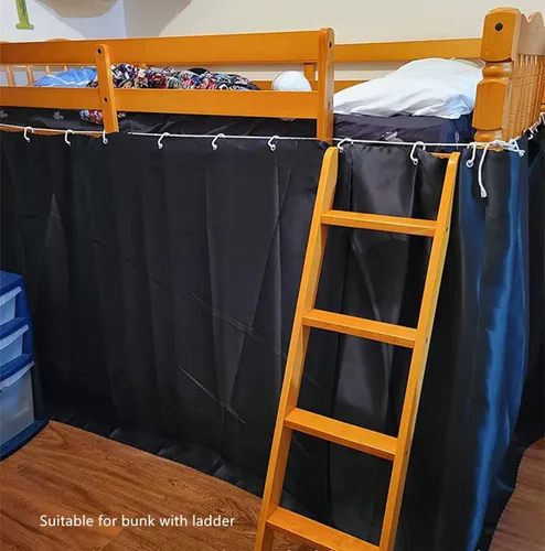 Vista 5 de Cortinas opacas de tamaño matrimonial para litera y cama alta para dormitorio en casa, 2 paneles de 3 lados, negro, 47.2 pulgadas