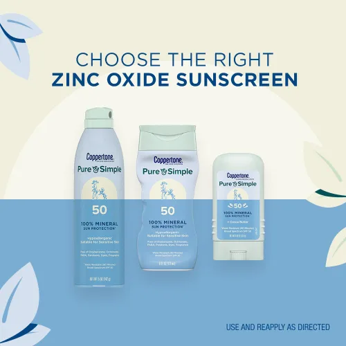 Vista 7 de Coppertone Pure and Simple Loción de protección solar mineral de óxido de zinc SPF 50, protector solar resistente al agua para piel sensible