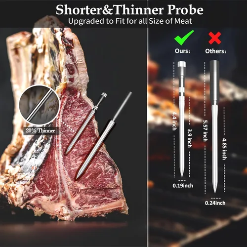 Vista 6 de Termómetro inalámbrico de doble sonda para carne, para asar a la parrilla, ahumar, barbacoa, termómetro inteligente habilitado con Bluetooth con 2