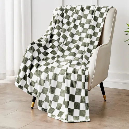 Vista 12 de Edenleaf Manta de forro polar a cuadros negros para sofá, decoración cálida 01 Negro