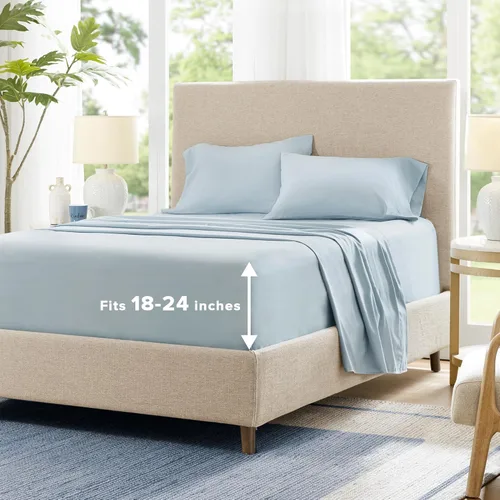 Vista 21 de Comfort Spaces - Sábana bajera Coolmax supersuave y resistente a la decoloración que absorbe la humedad con elásticos alrededor que se adapta a