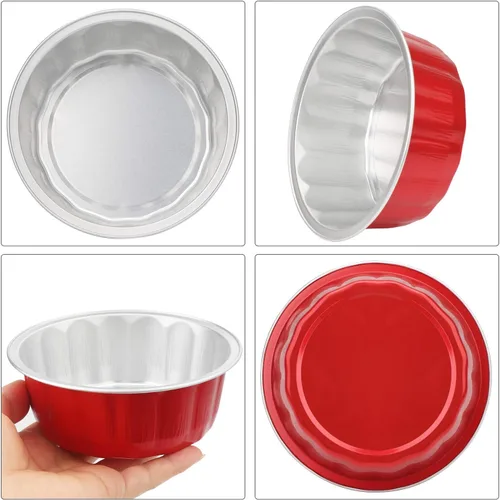 Vista 10 de Beasea Paquete de 100 moldes desechables para hornear, 8 onzas, 235ml, de papel de aluminio desechables, sin tapas, mini pudín de tarta de queso
