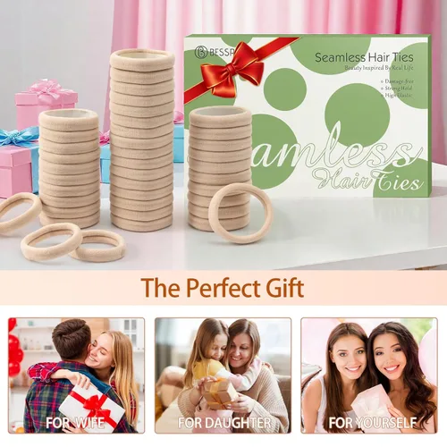 Vista 7 de Bessrung 100 ligas para el cabello de nailon sin costuras, elásticas sin daños, para mujeres y niñas, soportes para cola de caballo elásticos suaves