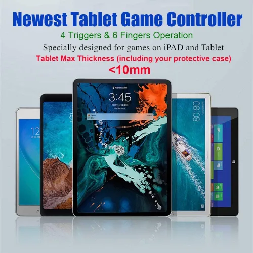 Vista 9 de Mikirini Mobile Game Controller for iPadSamsung Galaxy TabAll Tablets, Hand Grip Gaming Controller with L2R2 Triggers for PUBGKnives OutCall of