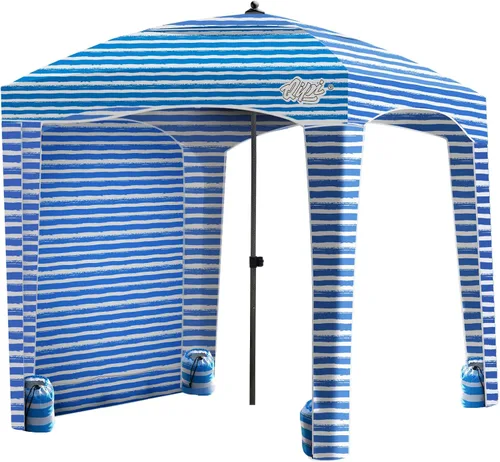 Vista 13 de Qipi Cabaña de Playa - Toldo Fácil de Instalar, Impermeable, Refugio de Playa Portátil de 6' x 6', Pared Lateral Incluida, Sombra con Protección UV
