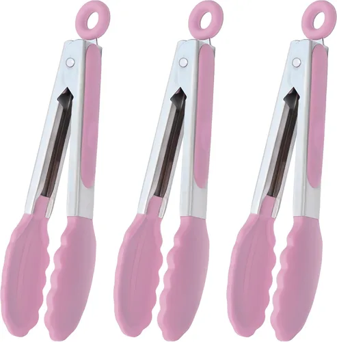 Vista 11 de HINMAY Mini pinzas con puntas de silicona pinzas de cocina de 7 pulgadas, juego de 3 (negro)