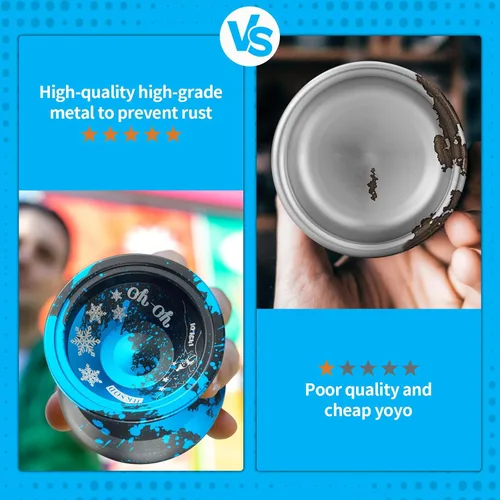 Vista 3 de Responsive YoYo Professional con doble función, con rodamiento de repuesto + 10 cuerdas Yoyos, extracción de rodamientos, bolsa de estuche