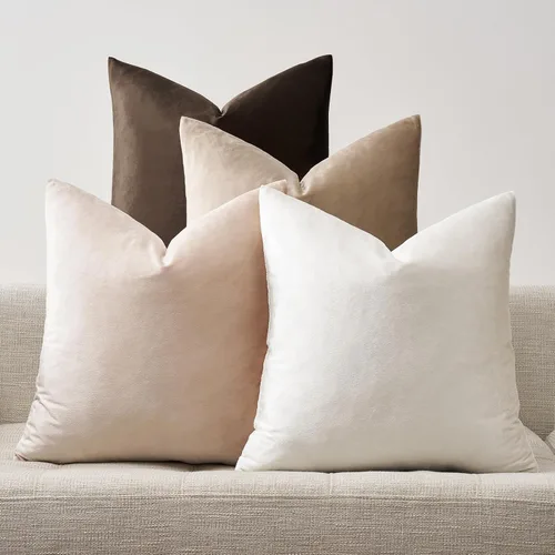 Vista 12 de GIGIZAZA Fundas de almohada decorativas de terciopelo champán, fundas de almohada para sofá (20 x 20 pulgadas, 4 unidades, champán)