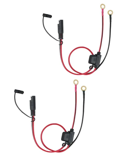Vista 10 de Bates - Conector de batería SAE, 2 pies, 16 AWG, SAE a arnés de terminal de anillo tórico, conector de batería de 2 pines