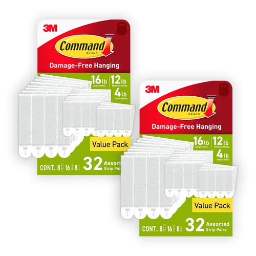 Vista 2 de Command - Paquete surtido de tiras adhesivas para colgar cuadros sin daños en el hogar, colgadores para espacios de vida, sin herramientas