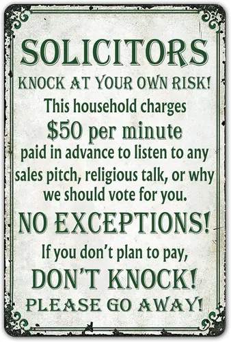 Vista 6 de SmartCows Letreros graciosos de No Soliciting para casa divertida, no solicitando patio, letrero de no abogados para puerta delantera, letreros
