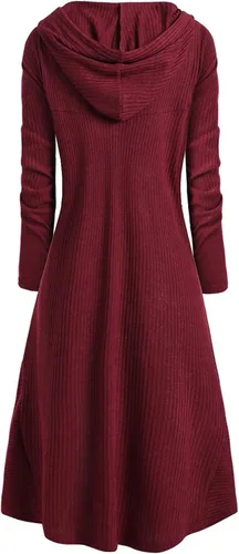 Vista 4 de Womens Vintage Cloak Punk Style Hooded Retro Shirt Dress Plus Size Pullover Dress Sweatshirt Costume Blouse Tops