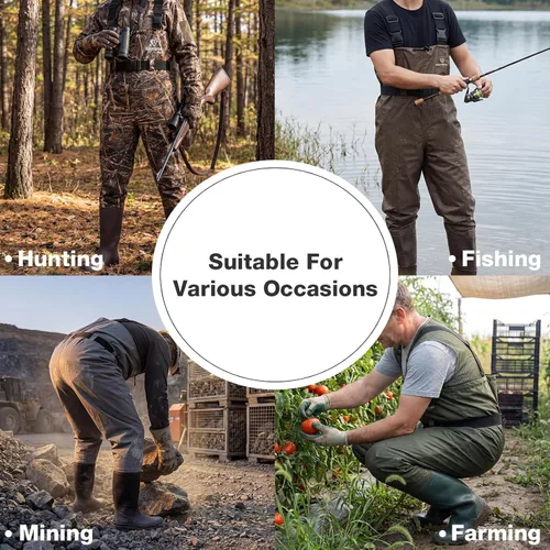 Vista 4 de Fishing Waders for Men, 2-Ply Nylon/PVC Waterproof Women Chest Wader with Boots, Bootfoot Hunting Waders