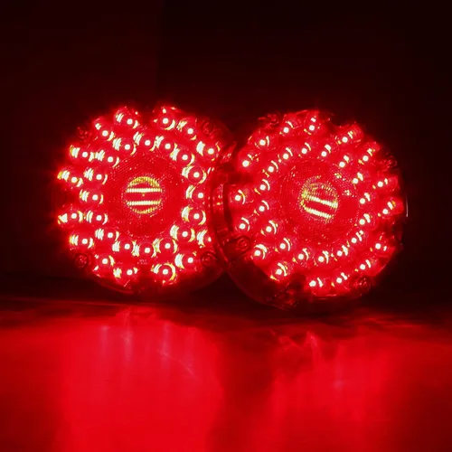 Vista 4 de LIMICAR Luces de remolque redondas de 7 pulgadas, 36 luces LED rojas de tránsito, kit de luces LED para remolque, luz trasera de freno y giro
