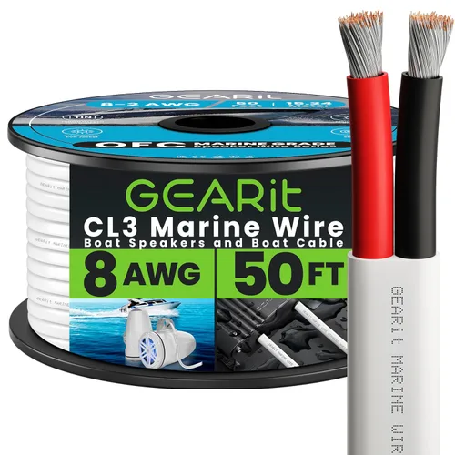 Vista 25 de GEARit Cable marino de calibre 12, 12/2 AWG (20 pies), cobre estañado de grado marino, libre de oxígeno, dúplex de 2 conductores, aislado rojo