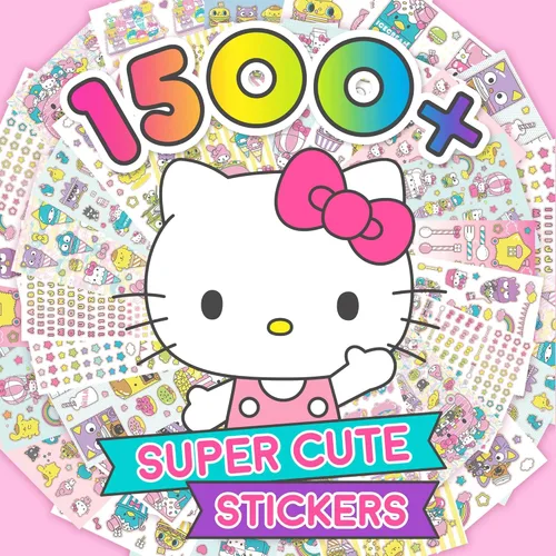 Sanrio Hello Kitty y Amigos +1500 Pegatinas Súper Lindas Kawaii, Hello Kitty Chococat My Melody Keroppi Badtz-Maru Pompompurin, Regalos Lindos para