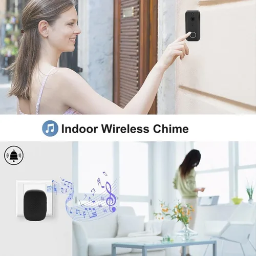 Vista 8 de Zyyini Cámara de timbre, cámara de timbre de 1080P con cable menos compatible con conexión de red wi fi de 2.4G, conversión de voz, conversación