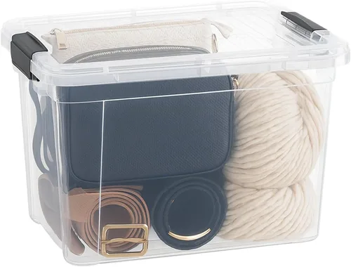 Vista 15 de Superio Cajas de almacenamiento transparentes con tapas, contenedores de plástico de 1.27 cuartos de galón para organizar, cajas apilables, sin BPA